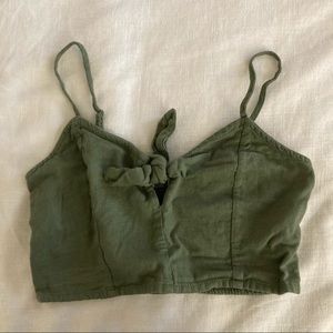 Aerie army green tie-front tank